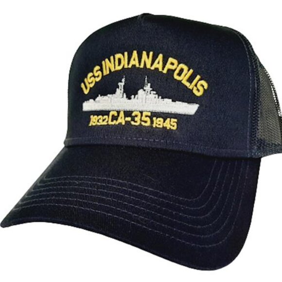 Other - USS Indianapolis CA-35 Baseball Cap Hat Mesh Snapback Blue Embroidered US Navy